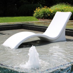 Global Pool Lounger Chairs with Side Tables - White (GPP-LFS-W)