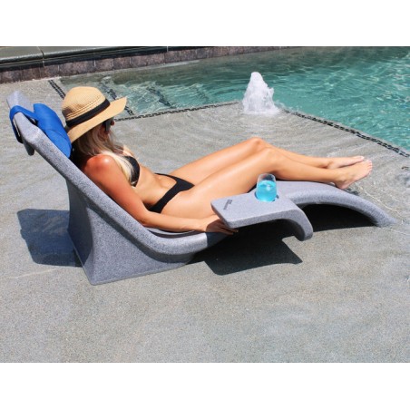 Global Pool Lounger Chairs with Side Table - Gray (GPP-LFS-G)