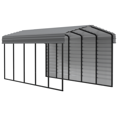 Arrow 1-Sided 10x24x9 Enclosure Galvanized Steel Carport Kit- Charcoal (CPHC102409ECL1)