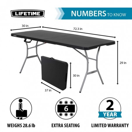 Lifetime Light Commercial 6-Foot Fold-In-Half Table (80788)