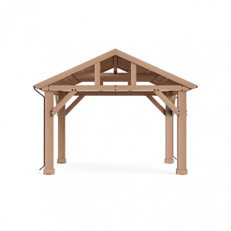 Yardistry 14 x 12 Wood Pavilion Kit with Aluminum Roof (YM12949)