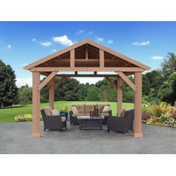 Yardistry 14 x 12 Wood Pavilion Kit with Aluminum Roof (YM12949)