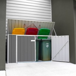 Absco Utility 7.5' x 2.5' Garbage Can Metal Storage Shed Kit - Woodland Gray (AB1050)