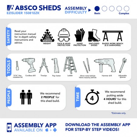 Absco 5' x 3' EZI Slider Metal Storage Shed - Pale Eucalypt (AB1045)