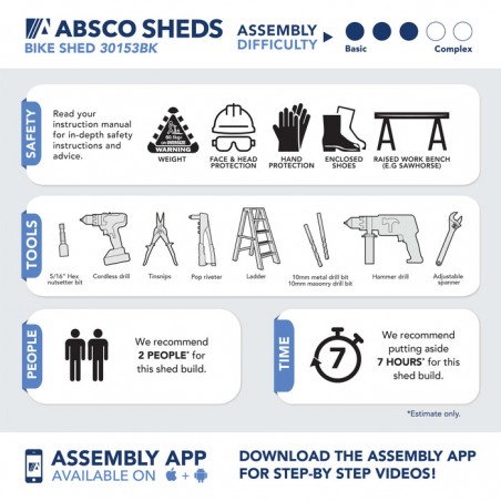 Absco Durango 10' x 5' Metal Bike Shed Kit - Monument (AB1150)