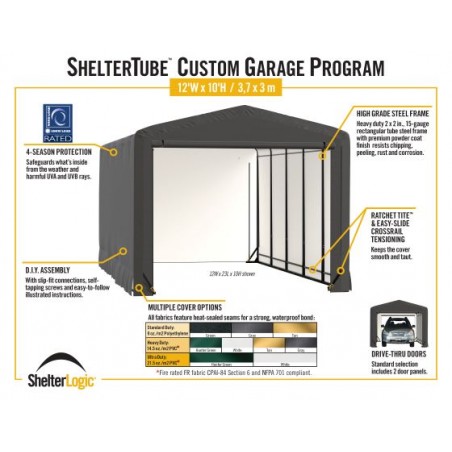 ShelterLogic 12x27x10 ShelterTube Garage Kit - Green (SQAACC0104C01202710)