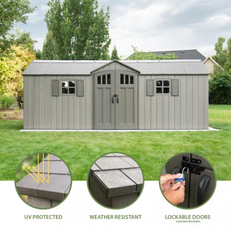 Lifetime 20x8 Outdoor Storage Shed Kit w/ Floor- Light Brown (60351)