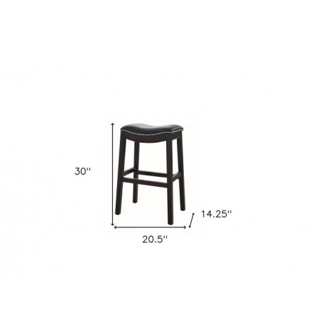 HomeRoots 31 in. Solid Wood Backless Counter Height Bar Chair - Black & Espresso (2000384139)