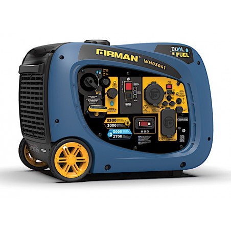 Firman 3300-Watt Whisper Hybrid Dual Fuel Portable Inverter Generator - Recoil Start, Gasoline/LPG (WH03041)