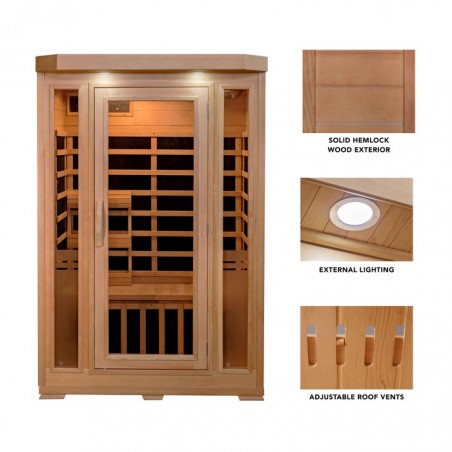 HeatWave 2-Person Sonoma Hemlock Infrared Sauna with 6 Carbon Heaters (SA7018)