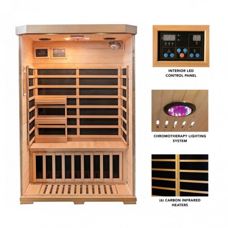 HeatWave 2-Person Sonoma Hemlock Infrared Sauna with 6 Carbon Heaters (SA7018)