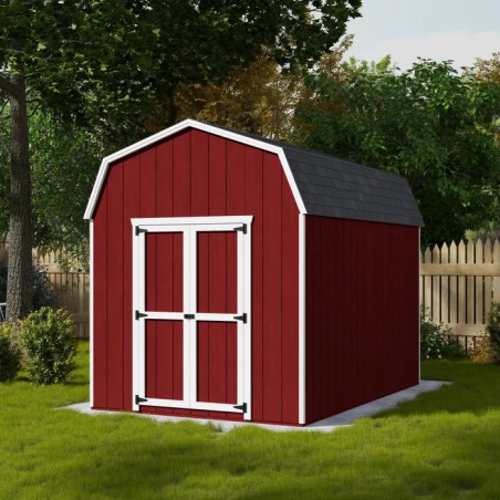 Little Cottage Co. 8x12 Value Gambrel Barn Wood Shed Kit w/ 6' Sidewall (8x12-VGB-6-PC)