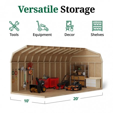 Little Cottage Co. 10x20 Value Gambrel Barn Wood Shed Kit w/ 6' Sidewall (10x20-VGB-6-PC)