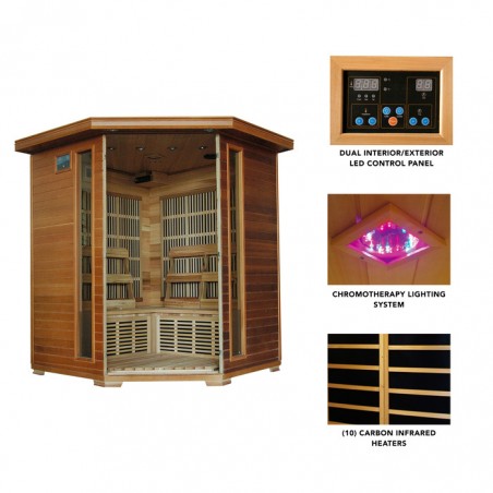 Heat Wave Whistler - Cedar 4 Person FAR Infrared Sauna With Carbon Heaters - Corner Unit (SA1320)