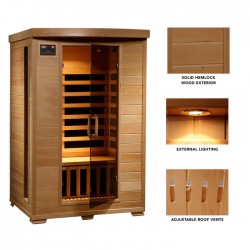 Blue Wave Heat Wave Coronado - Hemlock 2 Person FAR Infrared Sauna With Carbon Heaters (SA2409)