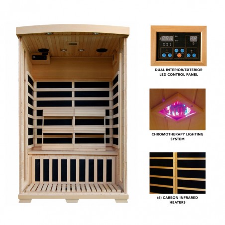 Blue Wave Heat Wave Coronado - Hemlock 2 Person FAR Infrared Sauna With Carbon Heaters (SA2409)