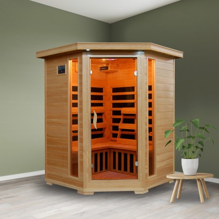 Blue Wave Sante Fe - Hemlock 3 Person FAR Infrared Sauna w/ Carbon Heaters - Corner Unit (SA2412DX)