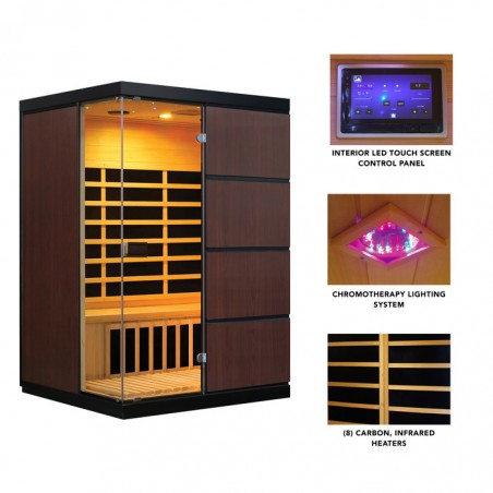 Blue Wave Sirona 3-Person Hemlock Contemporary Design Infrared Sauna w/ 8 Carbon Heaters (SA7008)