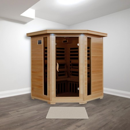 Blue Wave Heat Wave Tucson - Hemlock 4 Person FAR Infrared Sauna - Carbon Heaters - Corner Unit (SA2420DX)