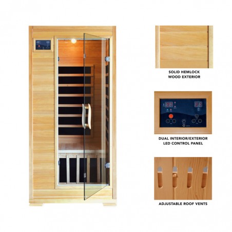 Blue Wave Heat Wave Buena Vista - Hemlock 1-2 Person FAR Infrared Sauna With Carbon Heaters (SA2402)