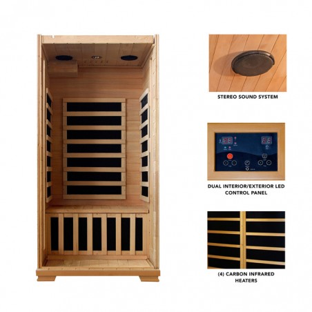 Blue Wave Heat Wave Buena Vista - Hemlock 1-2 Person FAR Infrared Sauna With Carbon Heaters (SA2402)