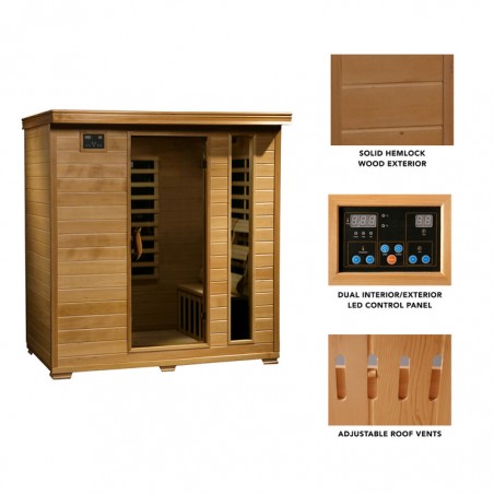 Blue Wave Heat Wave Monticello - Hemlock 4 Person FAR Infrared Sauna With Carbon Heaters (SA2418)