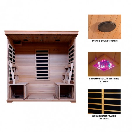 Blue Wave Heat Wave Monticello - Hemlock 4 Person FAR Infrared Sauna With Carbon Heaters (SA2418)