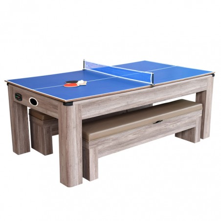 Hathaway Driftwood 7-ft Air Hockey Table Combo Set with Benches (BG1137H)