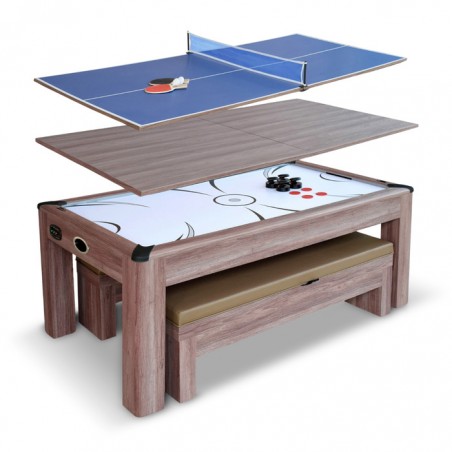 Hathaway Driftwood 7-ft Air Hockey Table Combo Set with Benches (BG1137H)