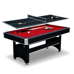 Hathaway Spartan 6-ft Pool Table with Table Tennis Top - Black with Red Felt (BG50310)