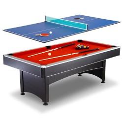 Hathaway Maverick 7-ft Pool Table with Table Tennis Top - Black with Red Felt BG1023)