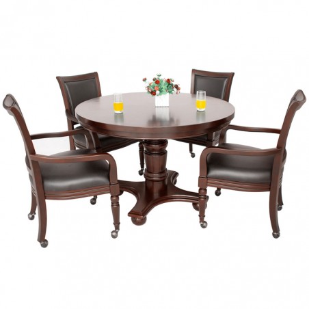 Hathaway Bridgeport 48-in Poker Table & Dining Top w/ 4 Arm Chairs - Walnut Finish (BG2348W)