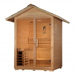 Golden Designs Arlberg 3 Person Traditional Outdoor Sauna -  Canadian Hemlock (GDI-8103-01)