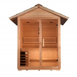 Golden Designs Arlberg 3 Person Traditional Outdoor Sauna -  Canadian Hemlock (GDI-8103-01)