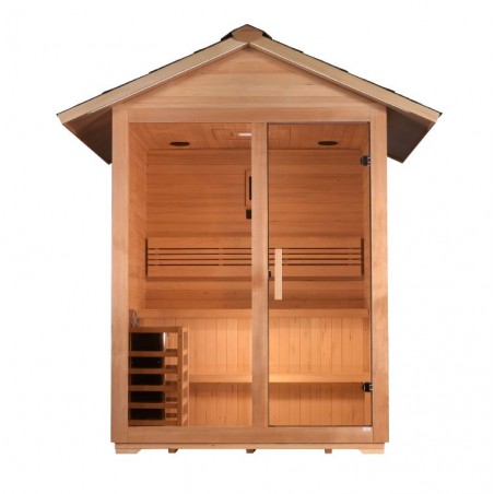 Golden Designs Arlberg 3 Person Traditional Outdoor Sauna -  Canadian Hemlock (GDI-8103-01)