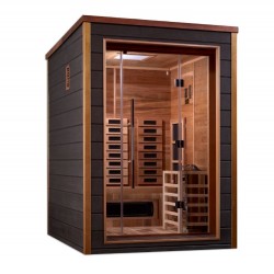 Golden Designs Nora 2 Person Hybrid Outdoor Sauna - Canadian Red Cedar Interior (GDI-8222-01)