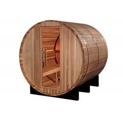 Golden Designs Zurich 4 Person Barrel with Bronze Privacy View Traditional Sauna - Pacific Cedar (GDI-B024-01)