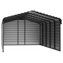 Arrow 3 sided 12x24x7 Steel Carport Kit - Eggshell (CPH122407ECL3)