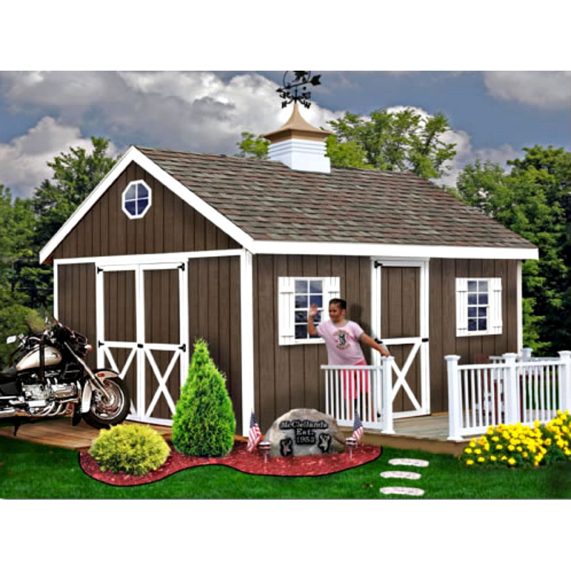 Easton 16x12 Wood Storage Shed Kit - ALL Pre-Cut (easton_1216)