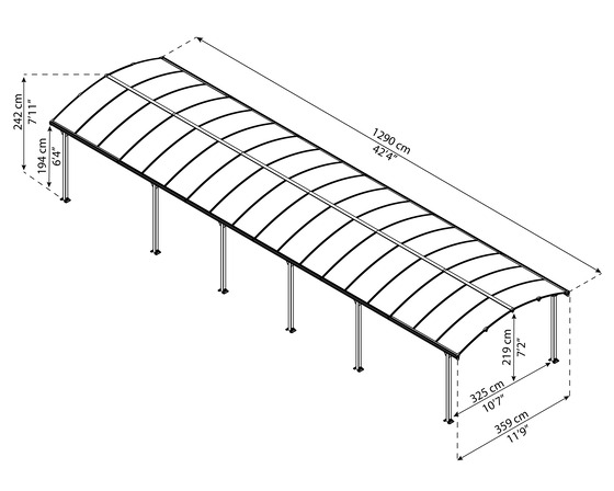 Arcadia Carport HG9113 Measurements