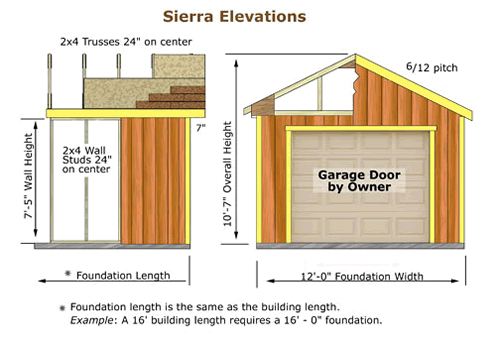 sierra 12x16 wood storage garage shed kit - all pre-cut